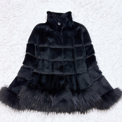 Max Mara Fur Coat Asian fit M 38 US size S Black Authentic