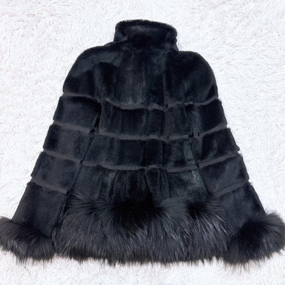 Max Mara Fur Coat Asian fit M 38 US size S Black Authentic