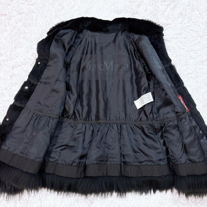 Max Mara Fur Coat Asian fit M 38 US size S Black Authentic