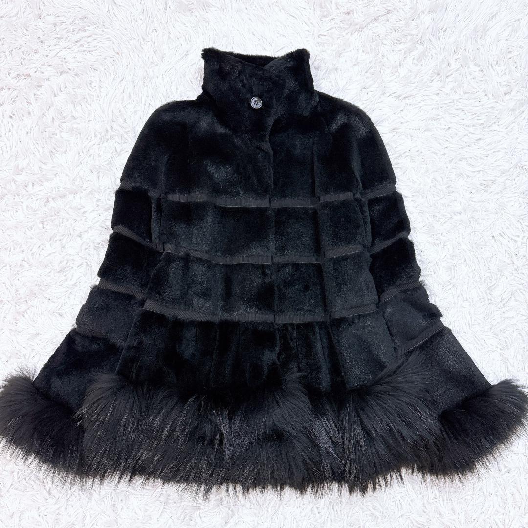 Max Mara Fur Coat Asian fit M 38 US size S Black Authentic