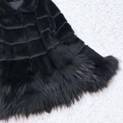 Max Mara Fur Coat Asian fit M 38 US size S Black Authentic