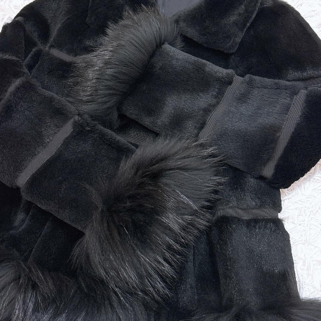 Max Mara Fur Coat Asian fit M 38 US size S Black Authentic