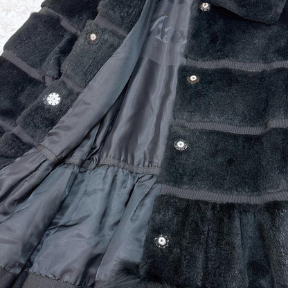 Max Mara Fur Coat Asian fit M 38 US size S Black Authentic