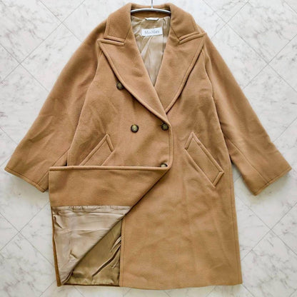 Max Mara Wool Coat Asian fit M 38 US size S Camel Beige Authentic