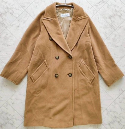 Max Mara Wool Coat Asian fit M 38 US size S Camel Beige Authentic