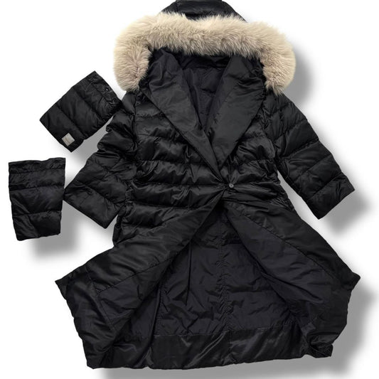S Max Mara Long Down Coat 4way Asian fit L 40 US size M Black Authentic