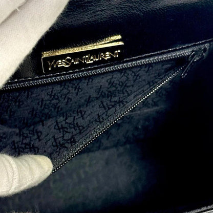 Yves Saint Laurent Shoulder Bag YSL Cassandra Leather Black Gold Purse Authentic