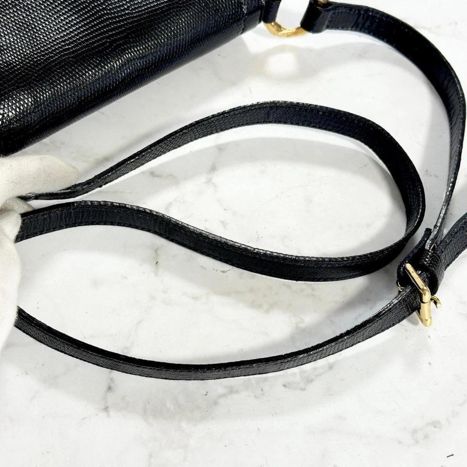Yves Saint Laurent Shoulder Bag YSL Cassandra Leather Black Gold Purse Authentic