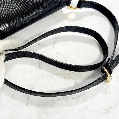 Yves Saint Laurent Shoulder Bag YSL Cassandra Leather Black Gold Purse Authentic