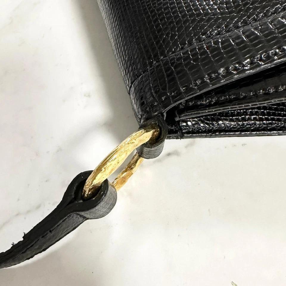 Yves Saint Laurent Shoulder Bag YSL Cassandra Leather Black Gold Purse Authentic
