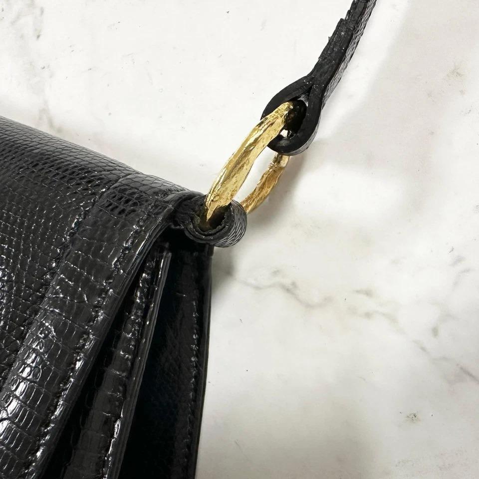 Yves Saint Laurent Shoulder Bag YSL Cassandra Leather Black Gold Purse Authentic