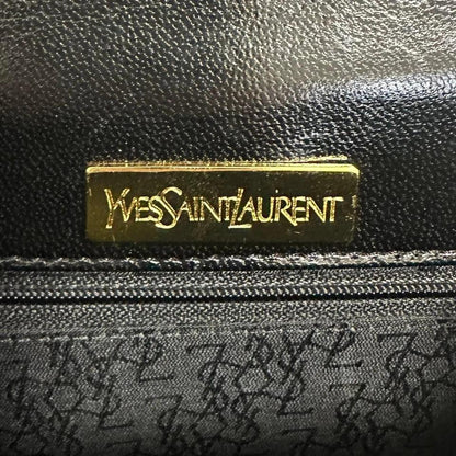 Yves Saint Laurent Shoulder Bag YSL Cassandra Leather Black Gold Purse Authentic