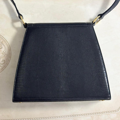 Yves Saint Laurent Shoulder Bag YSL Cassandra Leather Black Gold Purse Authentic