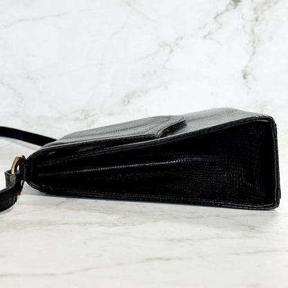Yves Saint Laurent Shoulder Bag YSL Cassandra Leather Black Gold Purse Authentic