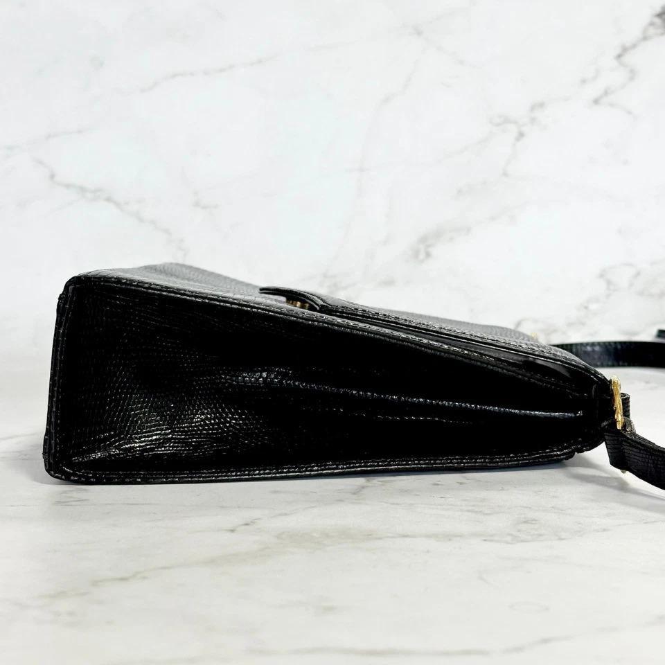 Yves Saint Laurent Shoulder Bag YSL Cassandra Leather Black Gold Purse Authentic