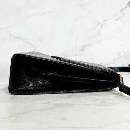 Yves Saint Laurent Shoulder Bag YSL Cassandra Leather Black Gold Purse Authentic
