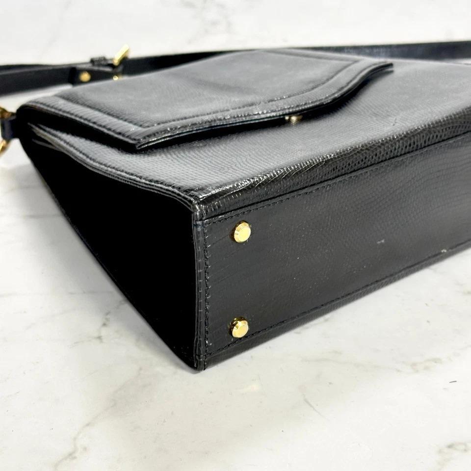 Yves Saint Laurent Shoulder Bag YSL Cassandra Leather Black Gold Purse Authentic