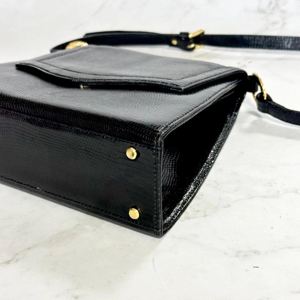 Yves Saint Laurent Shoulder Bag YSL Cassandra Leather Black Gold Purse Authentic
