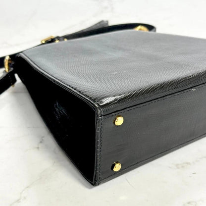 Yves Saint Laurent Shoulder Bag YSL Cassandra Leather Black Gold Purse Authentic
