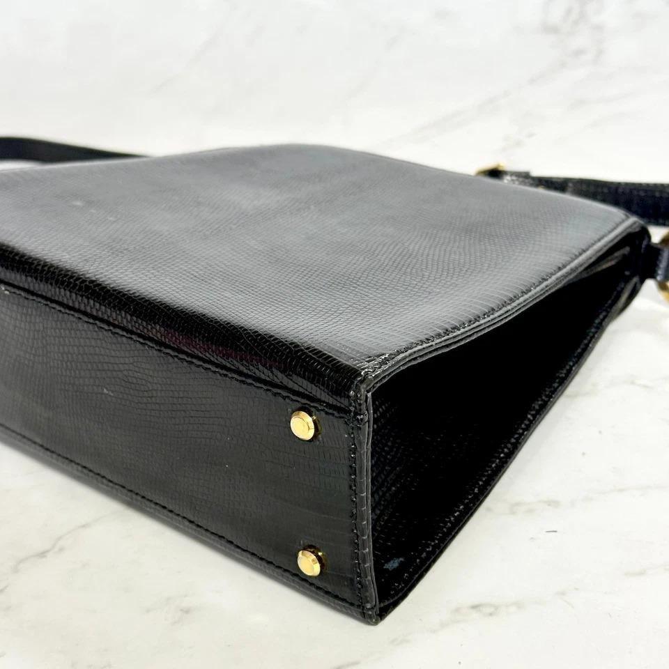 Yves Saint Laurent Shoulder Bag YSL Cassandra Leather Black Gold Purse Authentic
