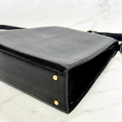 Yves Saint Laurent Shoulder Bag YSL Cassandra Leather Black Gold Purse Authentic