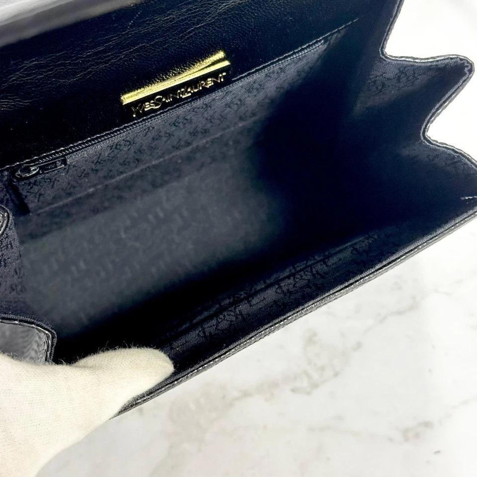 Yves Saint Laurent Shoulder Bag YSL Cassandra Leather Black Gold Purse Authentic