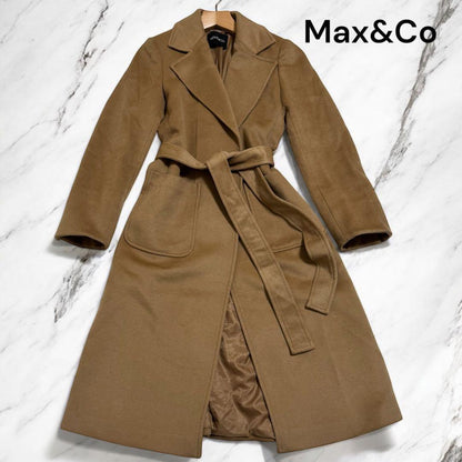 Max Mara MAX&Co. Long Coat Asian fit L 40 US size M Beige Authentic