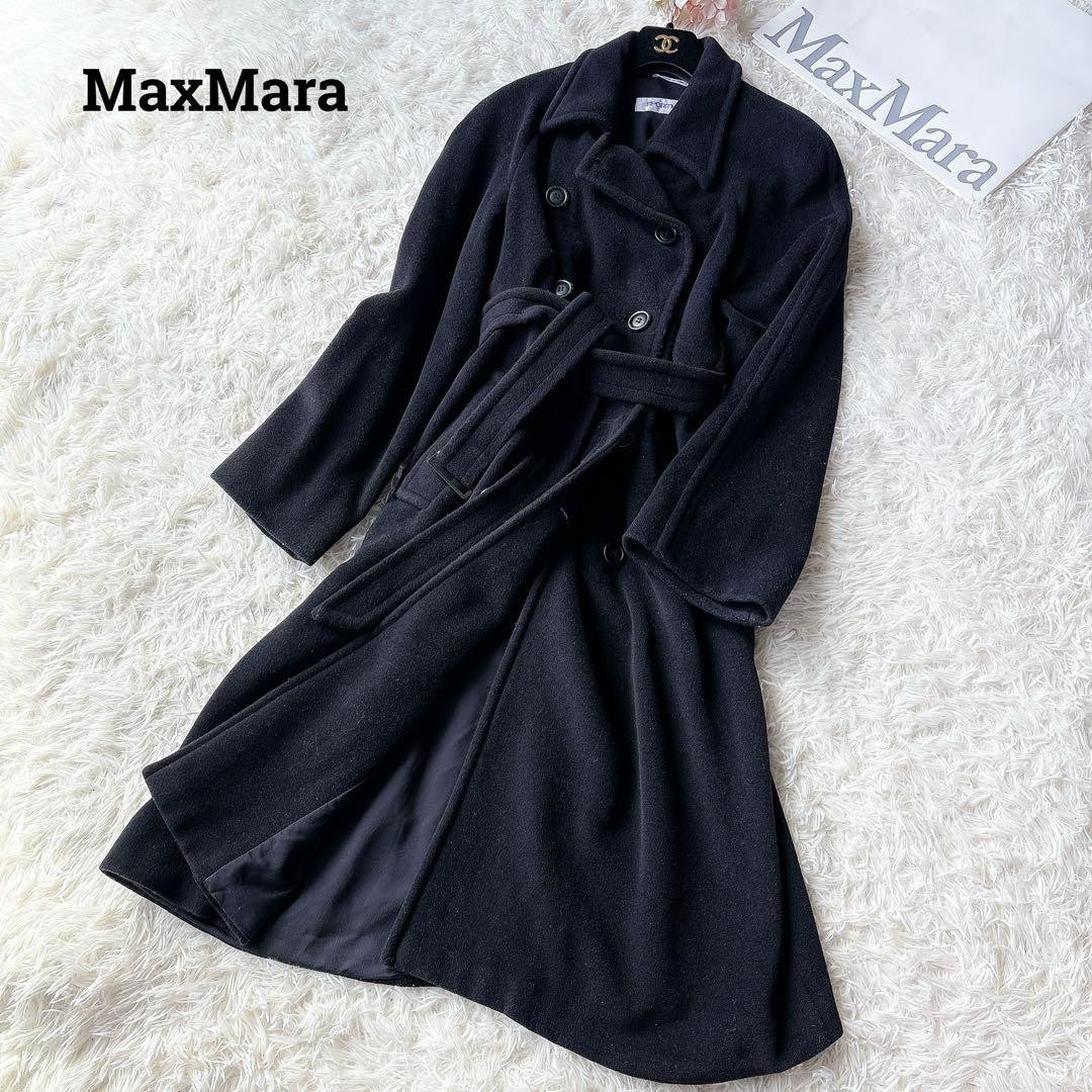 Max Mara SPORT MAX Long Coat Asian fit XL 42 US size L Black Authentic