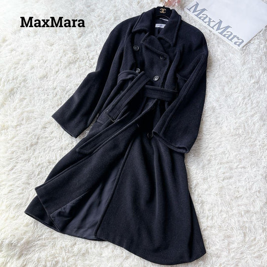 Max Mara SPORT MAX Long Coat Asian fit XL 42 US size L Black Authentic