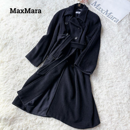 Max Mara SPORT MAX Long Coat Asian fit XL 42 US size L Black Authentic