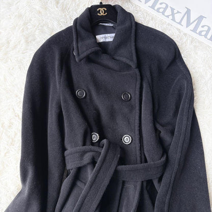 Max Mara SPORT MAX Long Coat Asian fit XL 42 US size L Black Authentic