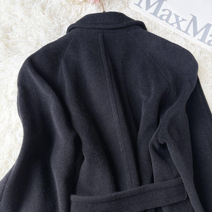 Max Mara SPORT MAX Long Coat Asian fit XL 42 US size L Black Authentic