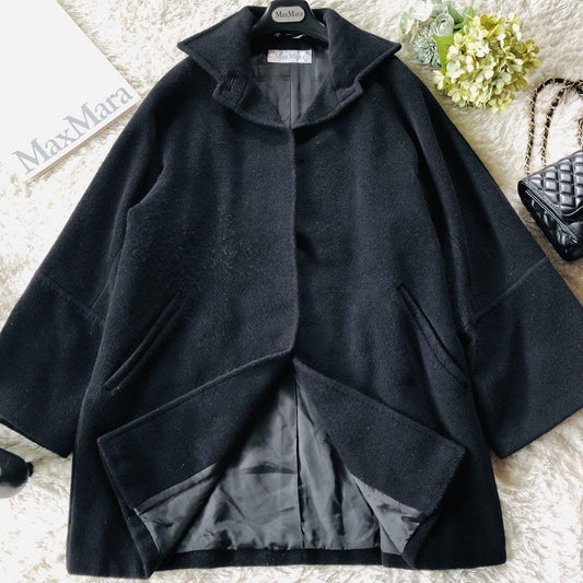 Max Mara Gown Coat Asian fit M 38 US size S Black Authentic