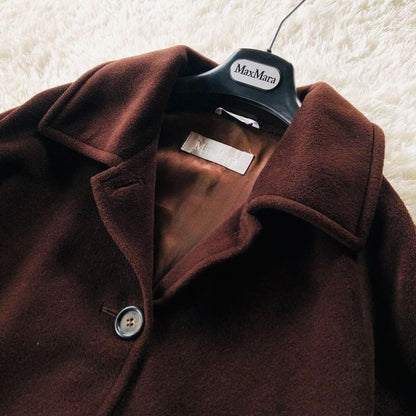 Max Mara Wool Coat Asian fit XL 42 US size L Brown Authentic