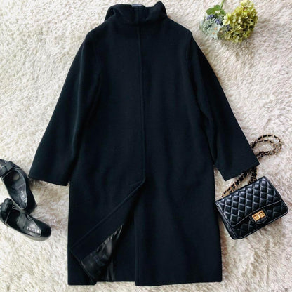 Max Mara Wool Long Coat Asian fit S 36 US size XS Black Authentic