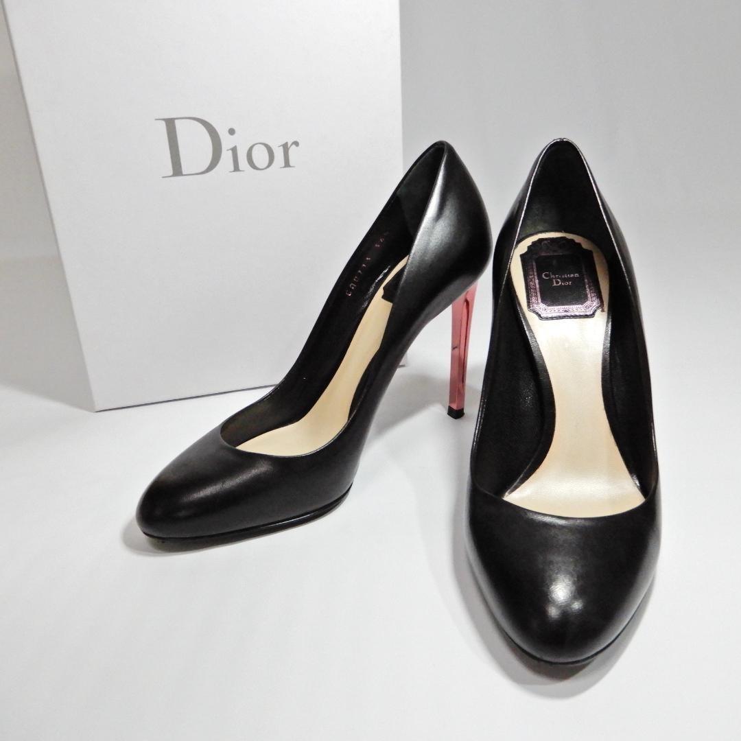 Christian Dior Shoes Pumps Heel EU 36.5 US 6.5 Leather Black Authentic