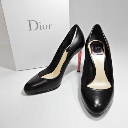 Christian Dior Shoes Pumps Heel EU 36.5 US 6.5 Leather Black Authentic