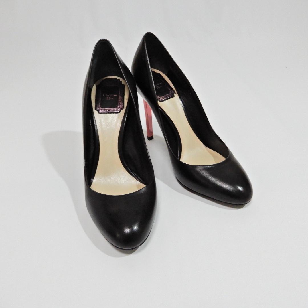 Christian Dior Shoes Pumps Heel EU 36.5 US 6.5 Leather Black Authentic