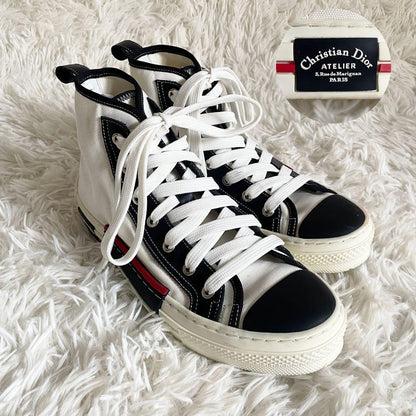 Christian Dior ATELIER Sneakers Shoes High-cut EU 40 US 7 White Black Red Auth