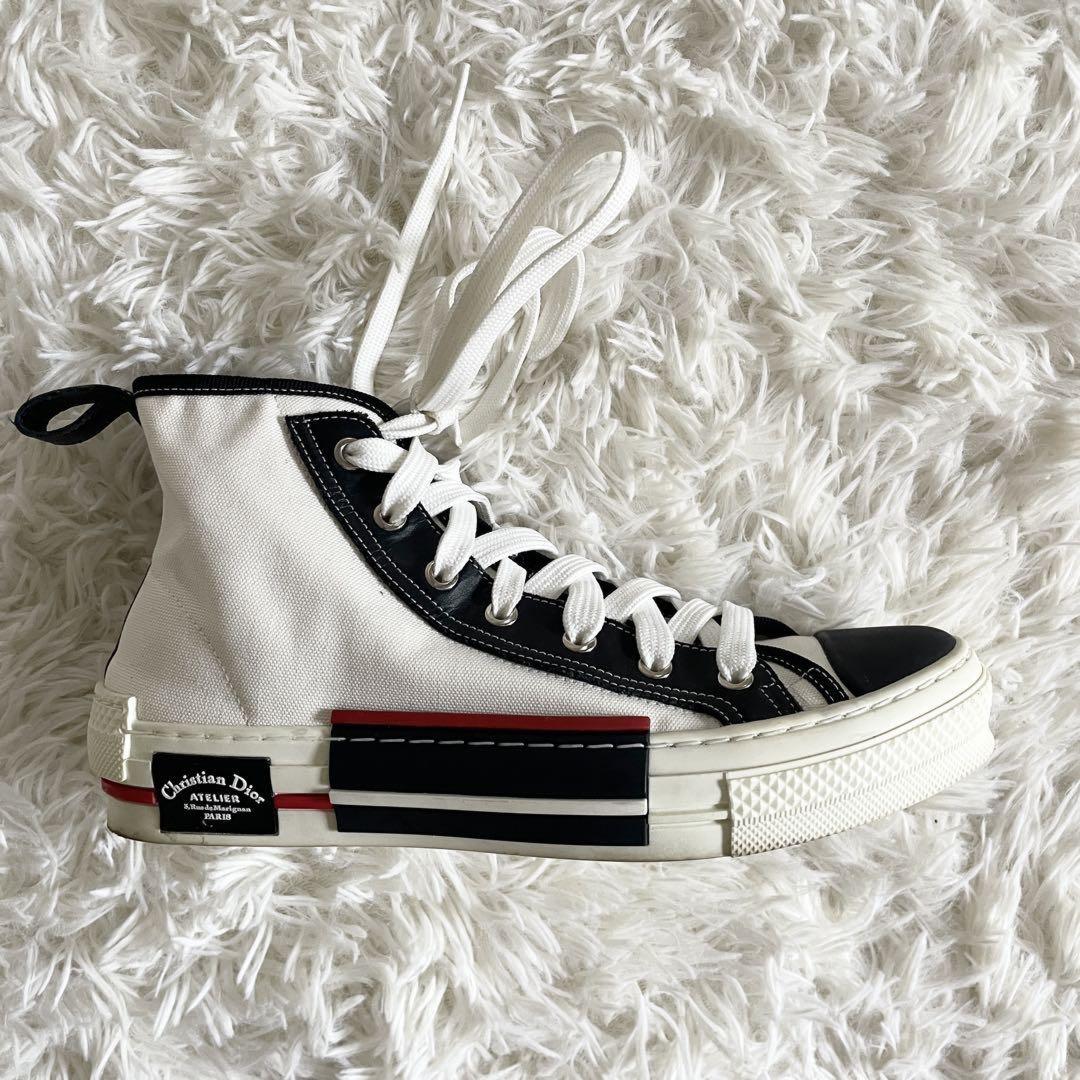 Christian Dior ATELIER Sneakers Shoes High-cut EU 40 US 7 White Black Red Auth