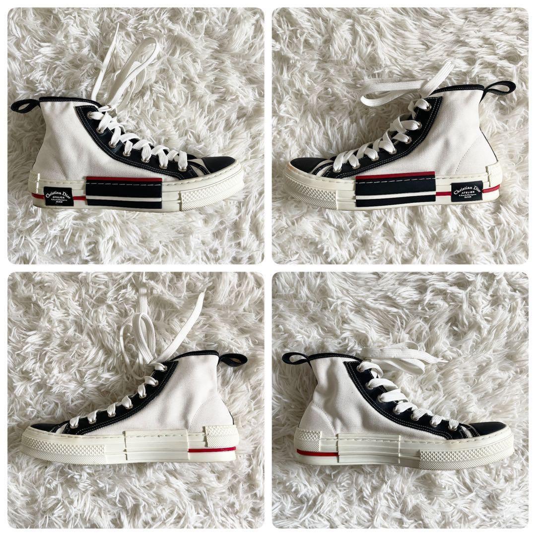 Christian Dior ATELIER Sneakers Shoes High-cut EU 40 US 7 White Black Red Auth