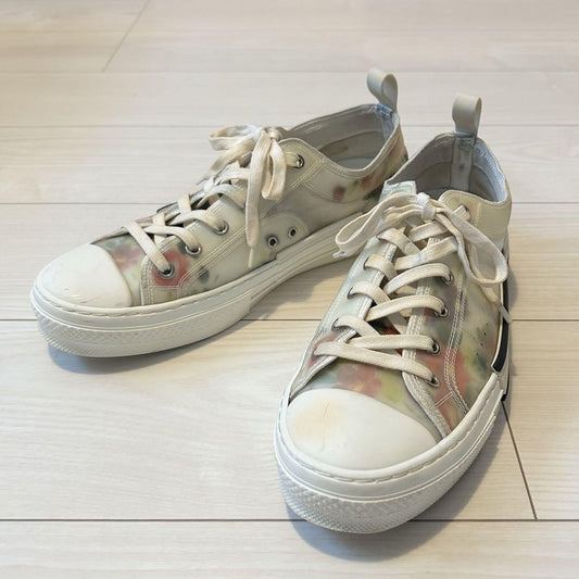 Dior Homme Sneakers Shoes Low-Cut Flowers EU 42 US 9 White Authentic