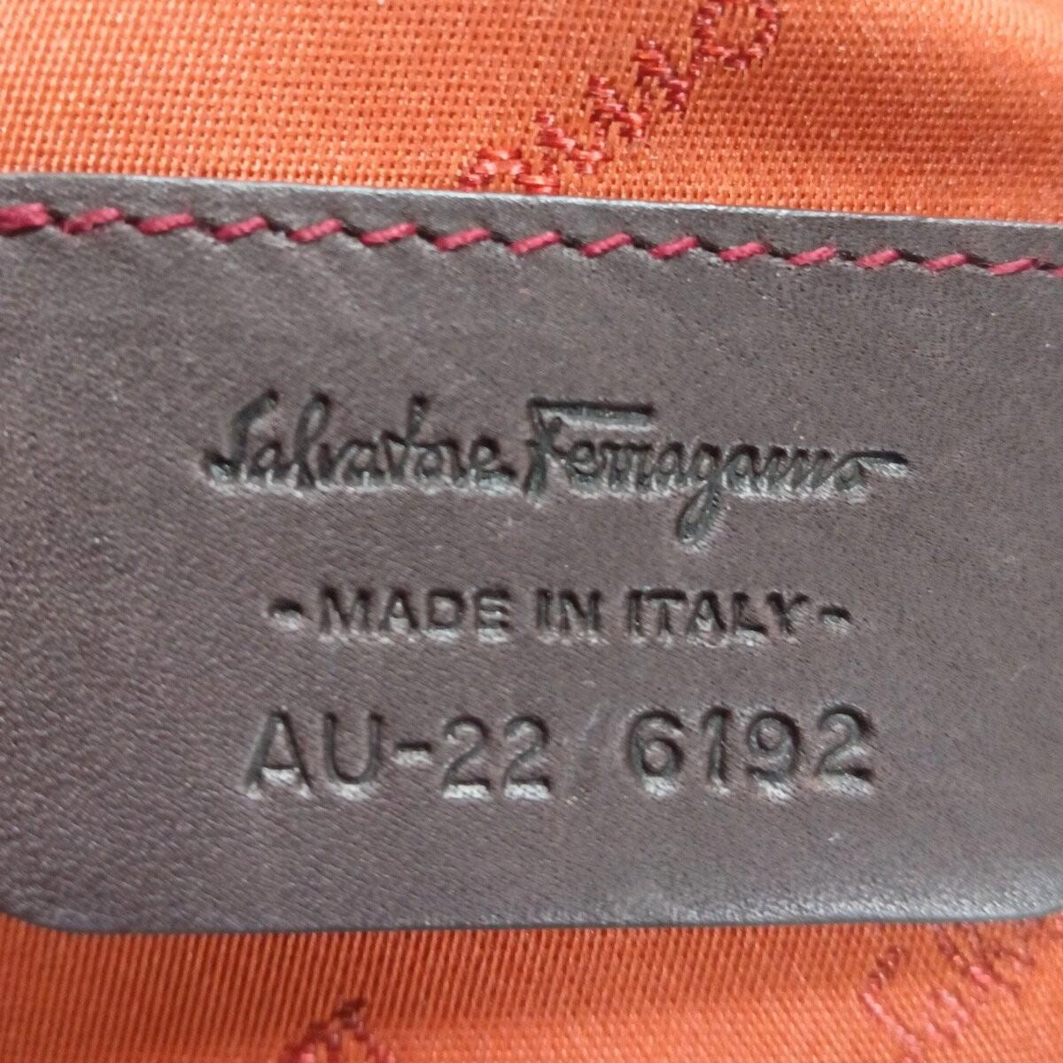 Salvatore Ferragamo Hand Bag Tote Purse Gancini Nylon Leather Multicolor Auth