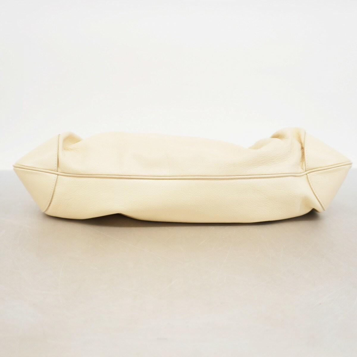 Salvatore Ferragamo Hand Bag Tote Purse Gancini Leather White Authentic