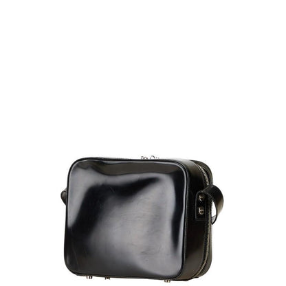Salvatore Ferragamo Shoulder Bag Purse Gancini Patent Leather Black Authentic
