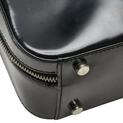 Salvatore Ferragamo Shoulder Bag Purse Gancini Patent Leather Black Authentic