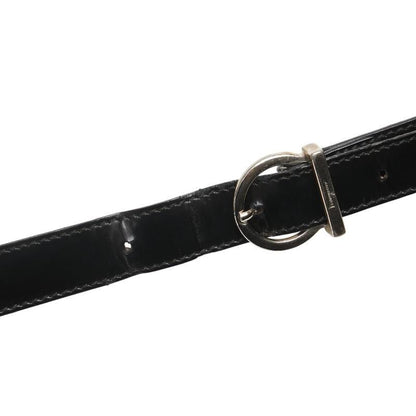 Salvatore Ferragamo Shoulder Bag Purse Gancini Patent Leather Black Authentic