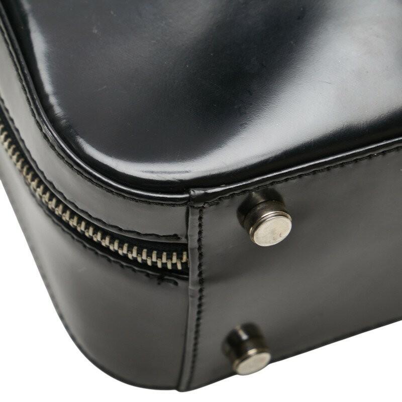 Salvatore Ferragamo Shoulder Bag Purse Gancini Patent Leather Black Authentic