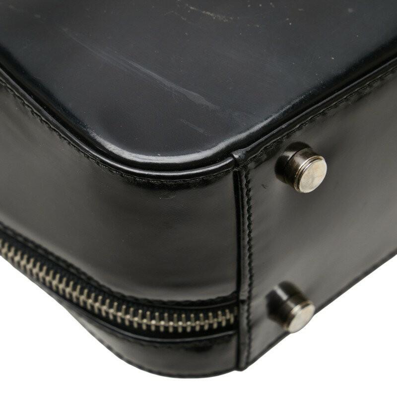 Salvatore Ferragamo Shoulder Bag Purse Gancini Patent Leather Black Authentic