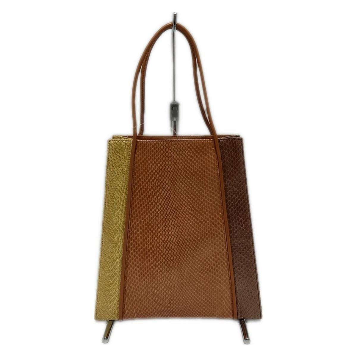Salvatore Ferragamo Hand Bag Tote Purse Orange Dark Yellow Authentic
